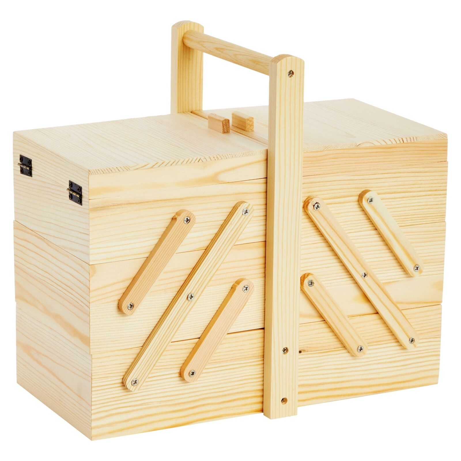 Wood Sewing Box Organizer with 3 Tier Drawers for Craft Tools, 12.6x5.9x8.3 In