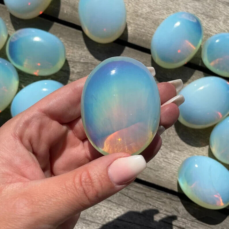 Natural AAA Quality Opalite Crystal Palm Stone For Reiki & Healing