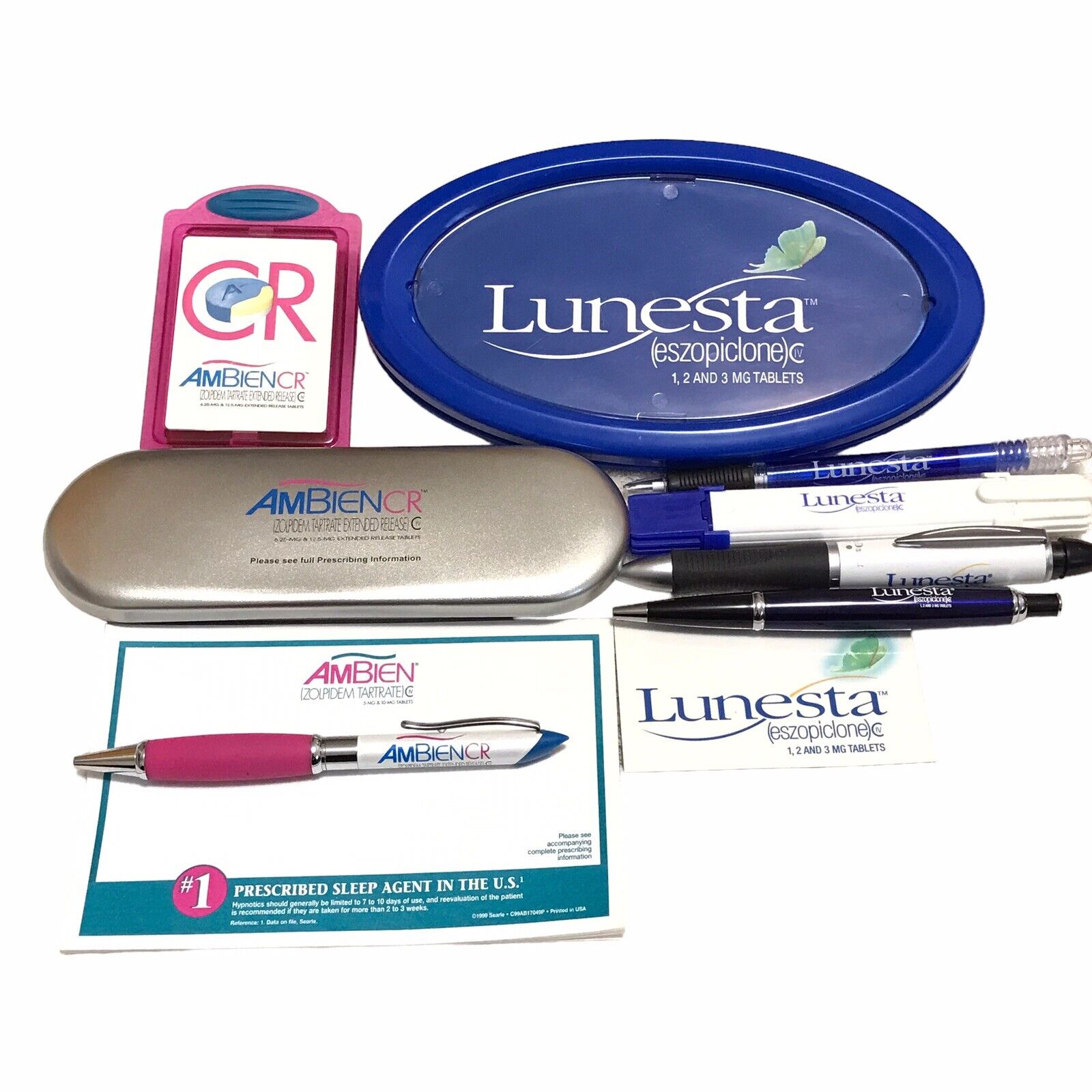 Drug Rep Pharmaceutical Lot Lunesta Ambien CR RARE Hinge Magnet Metal Pen