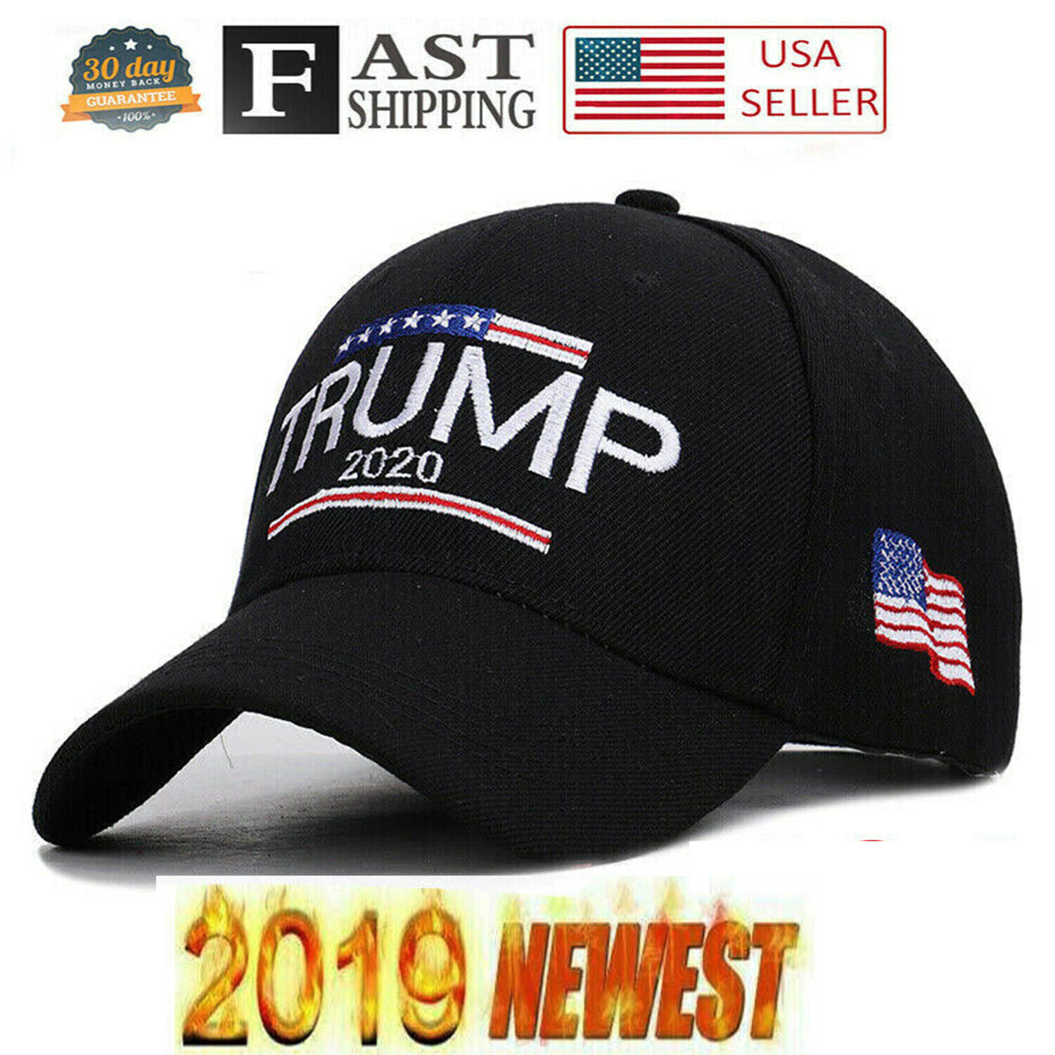 Trump 2020 MAGA Hat Embroidered Hat Keep Make America Great Again Cap Black RR