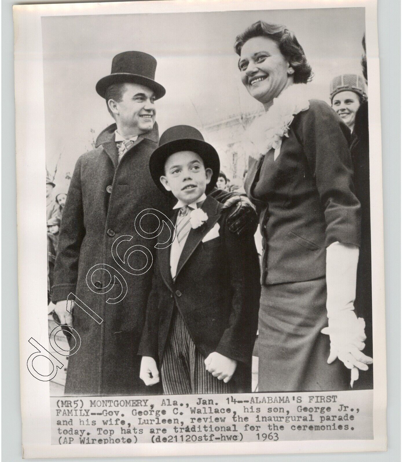 ALABAMA\'S 1st Fam GEORGE C WALLACE Wife Gov LURLEEN & GEORGE Jr 1963 Press Photo
