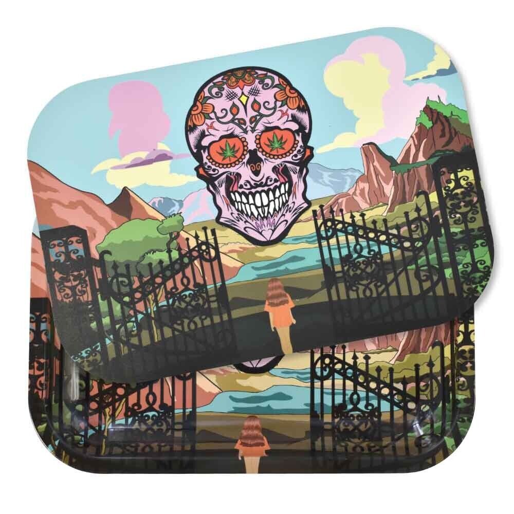 Zooted Brandz Zooted Land Skully Planet Metal Tray w/ Magnetic Lid - NEW