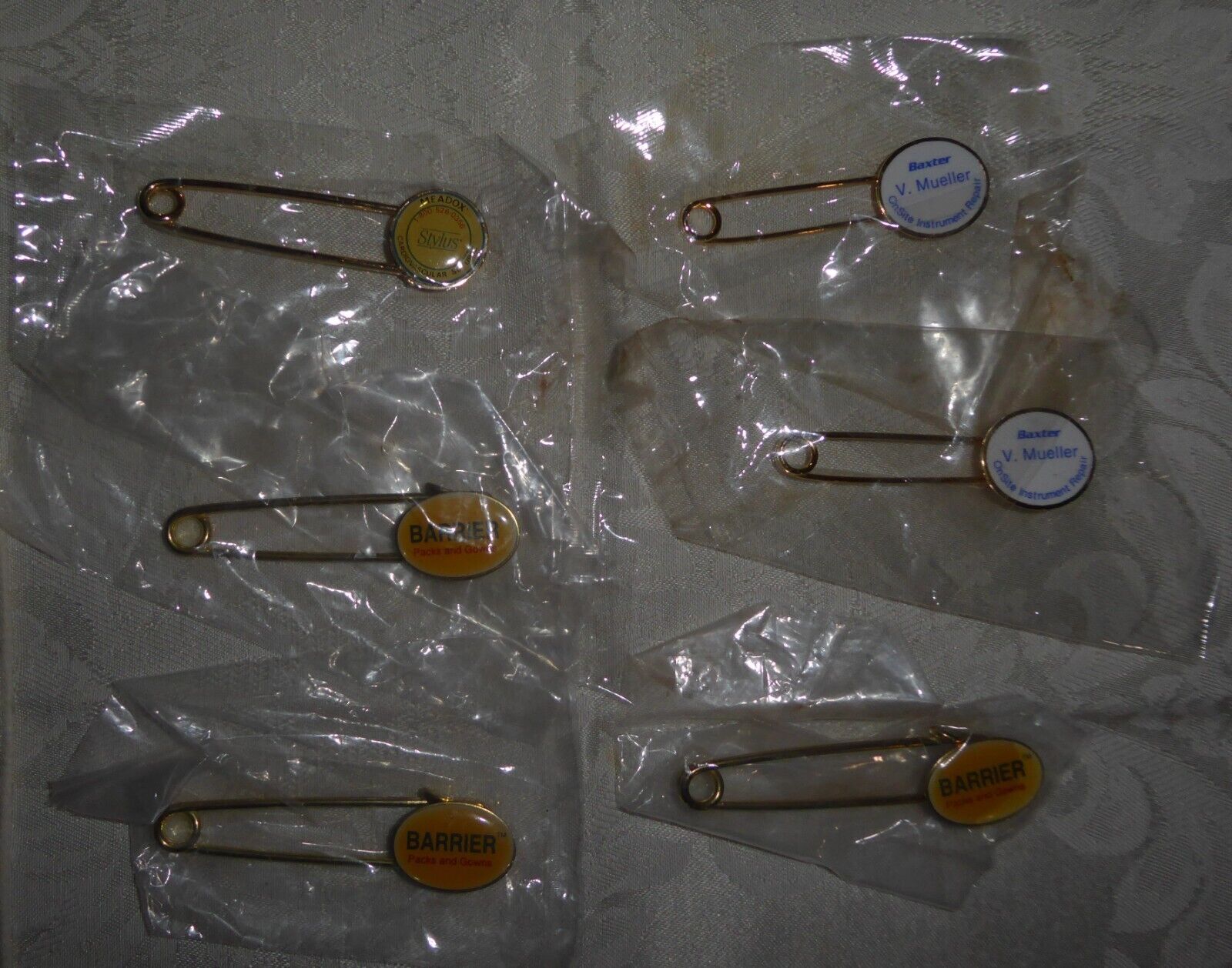 Lot of 6 Medical Industry Promotional Safety Pins