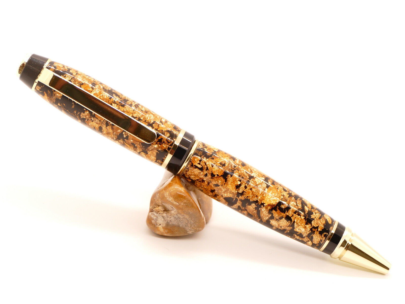 Beautiful Hand turned Handmade Cigar Style Pen Resin with embedded Gold Flakes