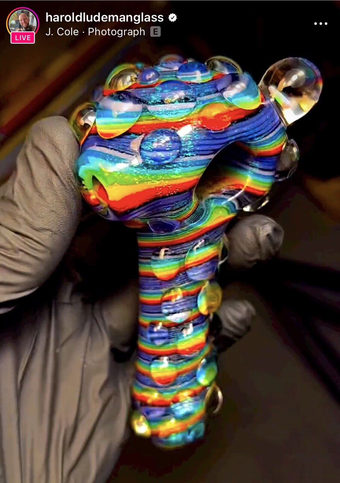 2022 Harold Ludeman THICK Rainbow Chunky Dichro Spoon 5.5 Oz Heady LGBTQIA Opal