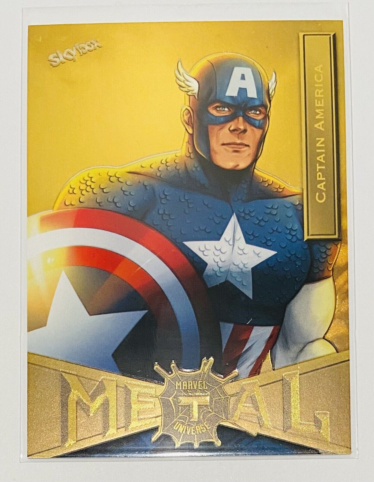 2021 Skybox Marvel Metal Universe Spider-Man Captain America Light FX Gold #16