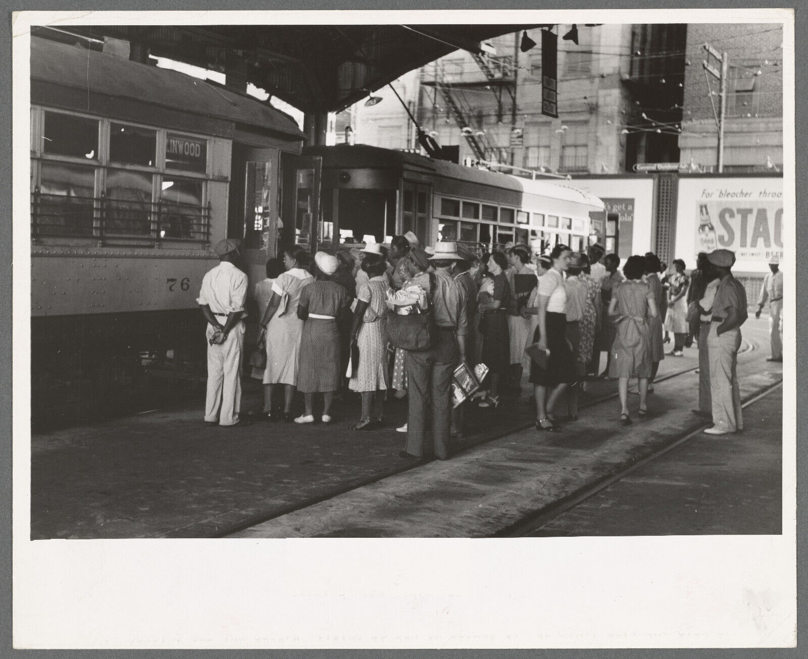 Old Photo, 1930\'s People waiting to get on streetcar. Terminal, Oklahoma City