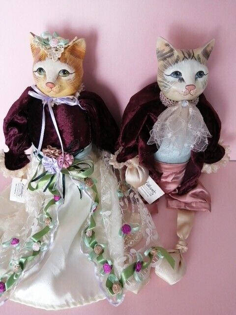 Vintage Couple Of Katherine\'s Collection Cat Dolls Hand painted 15\