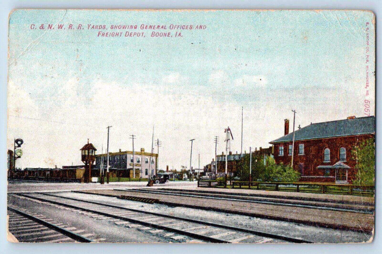 Boone Iowa IA Postcard C&NWRR Yards General Offices Freight Depot 1914 Vintage