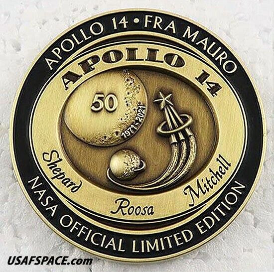APOLLO-14 - 50th Anniversary - LUNAR FLOWN METAL - NASA MEDALLION - COA - MINT