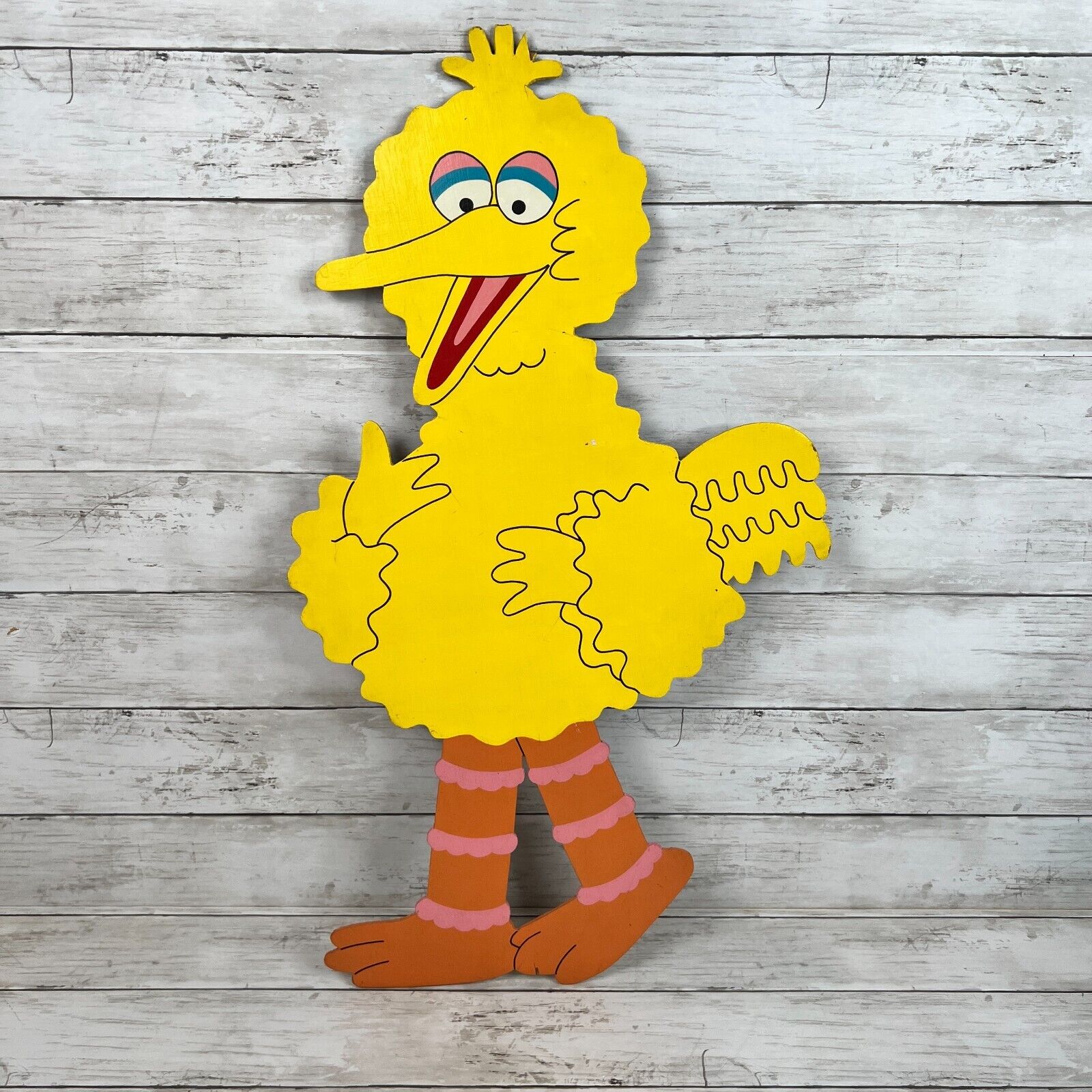Vintage Hand Carved Wooden BIG BIRD Sesame Street 1980s Wall Art 14.5\