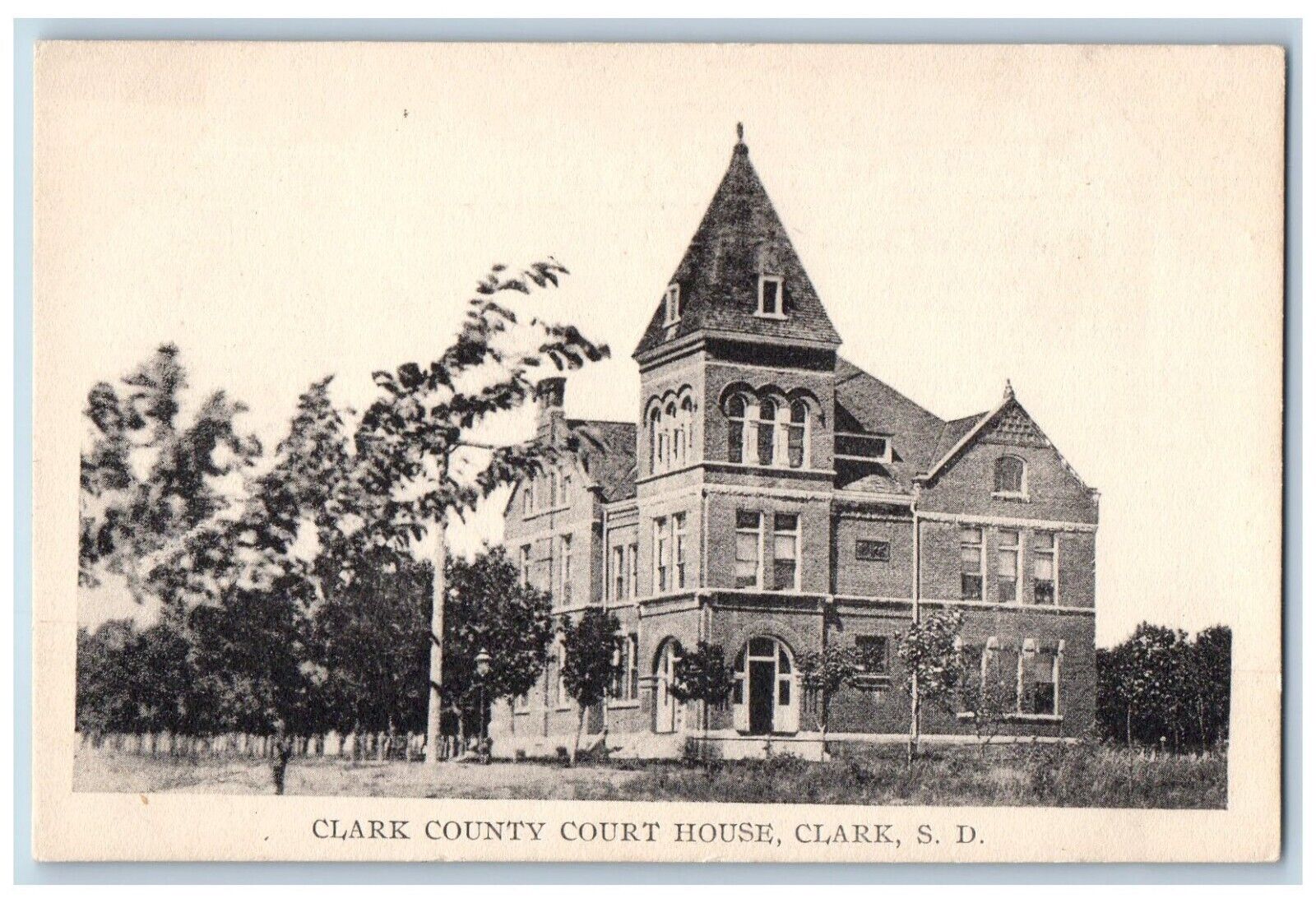 Clark South Dakota SD Postcard Clark County Court House c1910\'s Vintage Antique