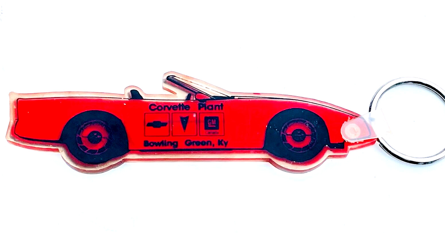 CORVETTE PLANT Bowling Green Kentucky Vintage Rubber Convertible Vette Keychain