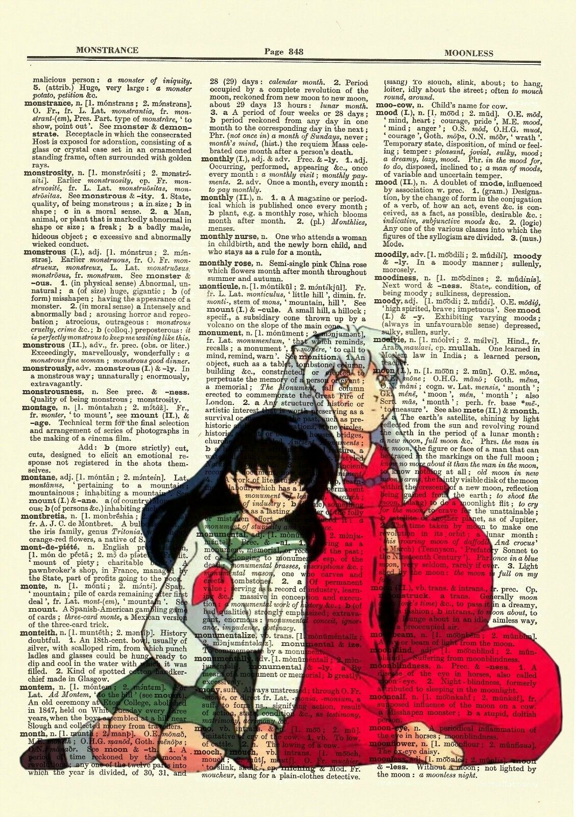 Inuyasha and Kagome Anime Dictionary Art Print Poster Picture Manga Book 