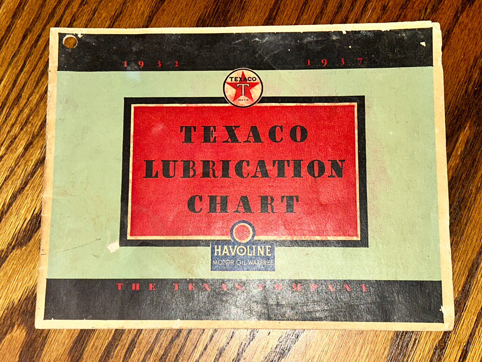 VINTAGE 1937 TEXACO HAVOLINE OIL GAS CO LUBRICATION CHART GUIDE BOOK RARE L@@K