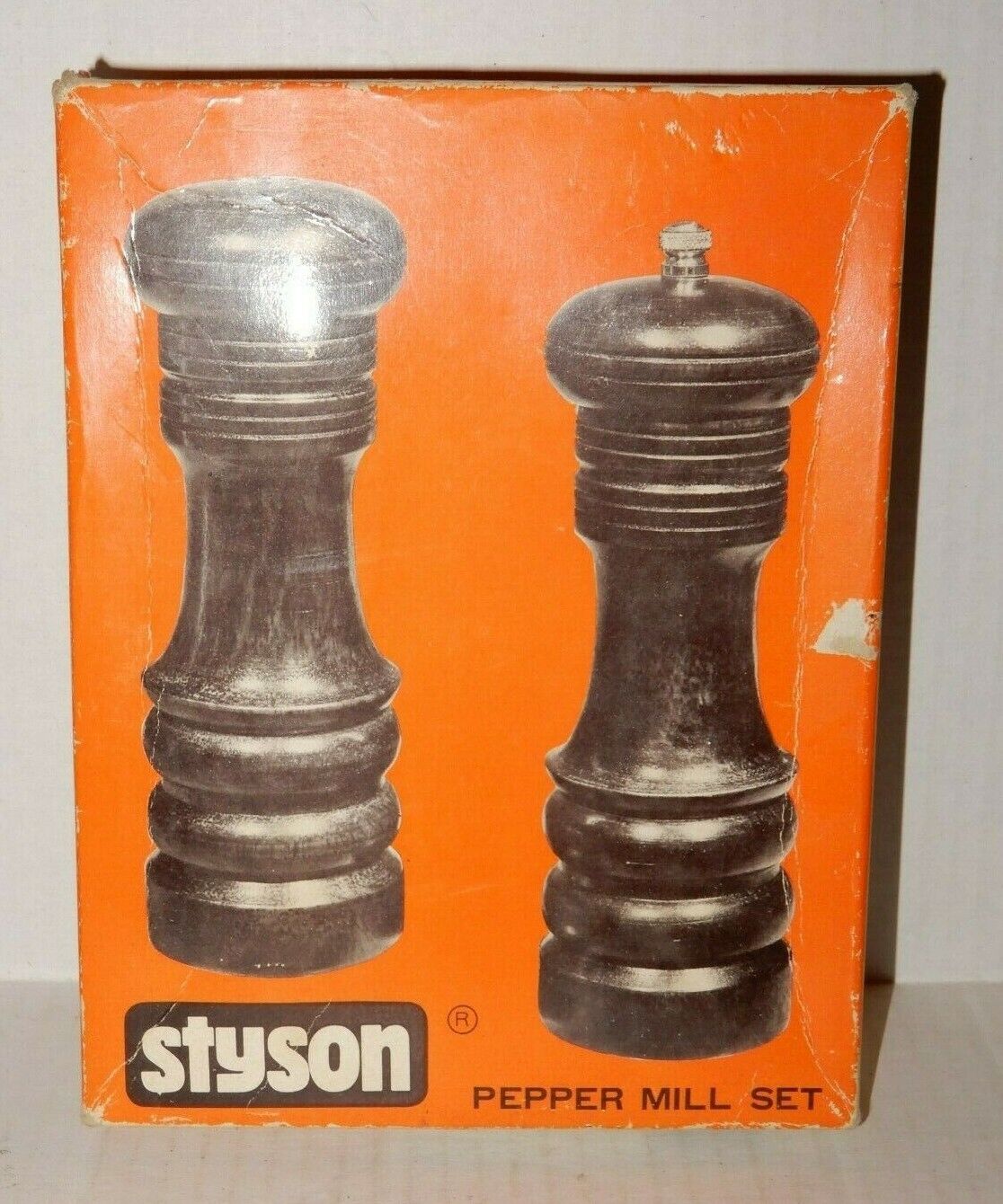 Vintage Styson Woodcrest Wood Pepper Mill Set With Box # 936