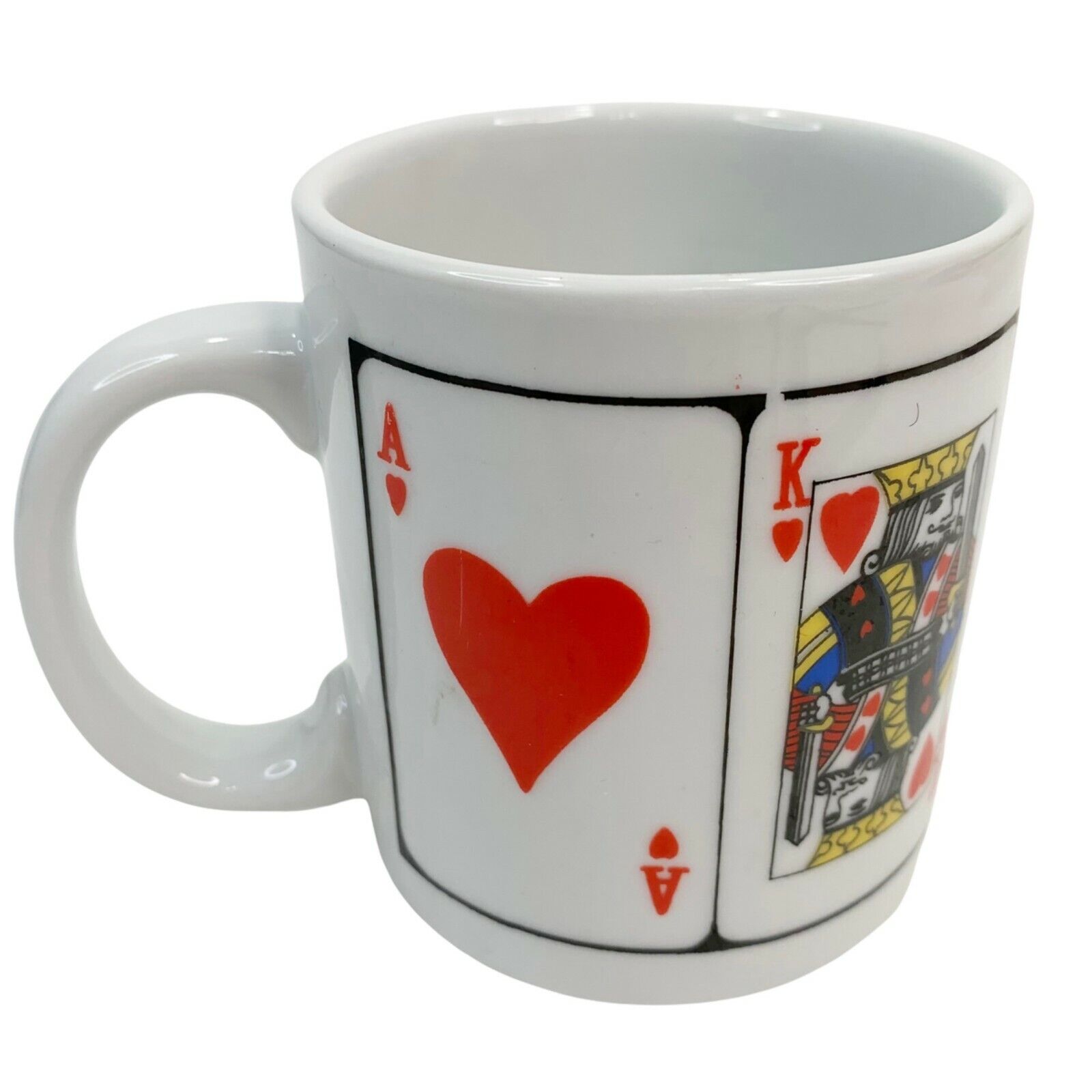 Poker Coffee Mug Royal Flush Hearts Playing Cards Gamble Ace King Queen Jack Ten