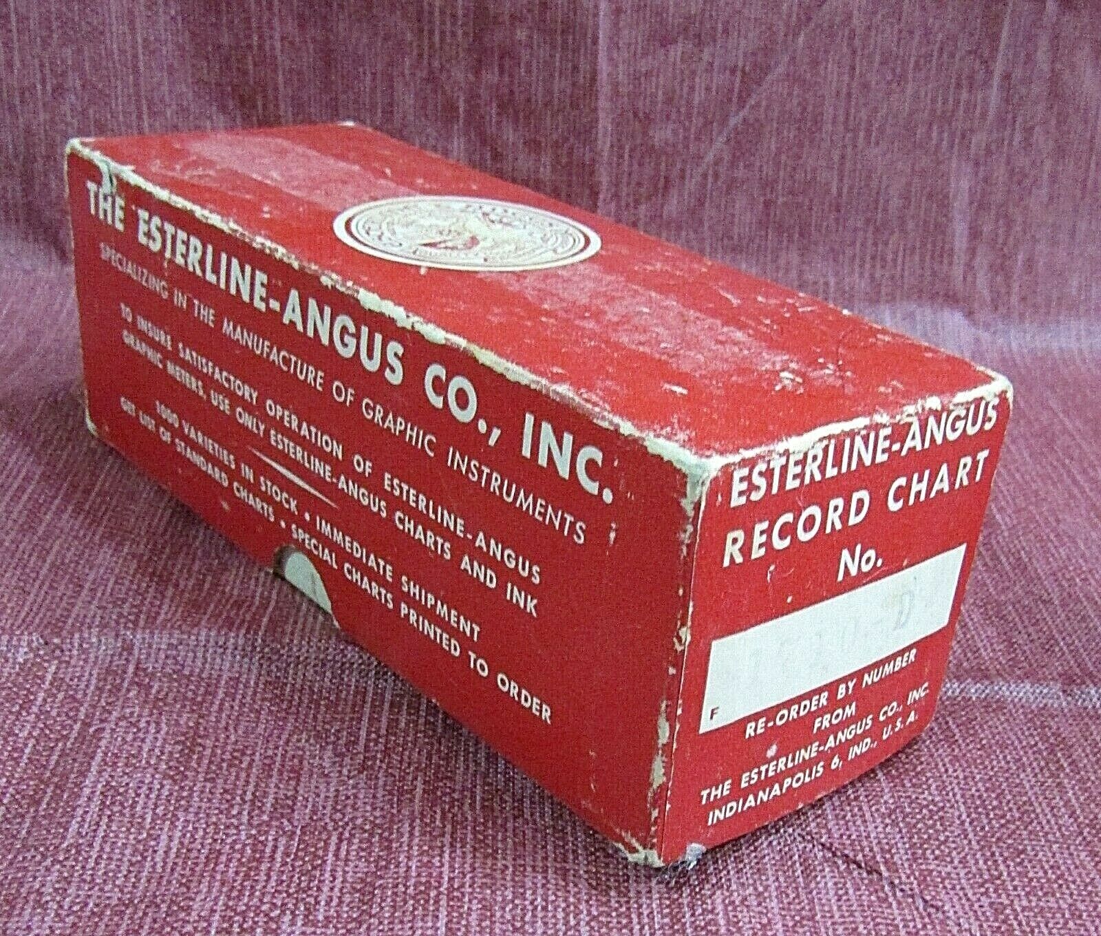 Vintage Box Only for Old Angus Esterline Recorder Chart Paper Roll Empty FREE SH