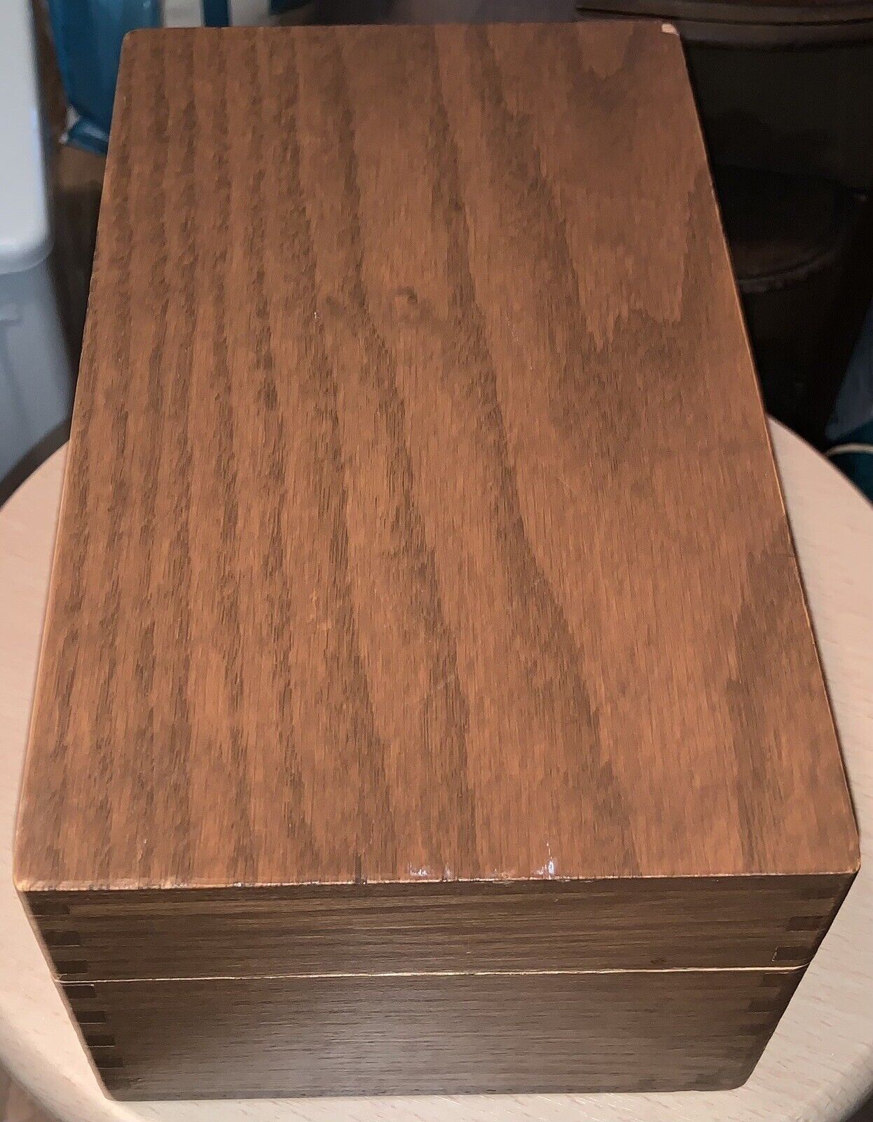 Vintage Large File Recipe Wood Index Card Box Dovetail Corners 10 x 6 x 4 1/4