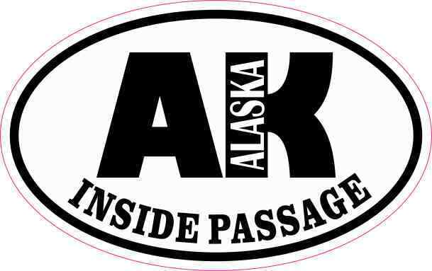 4in x 2.5in Oval AK Inside Passage Alaska Sticker