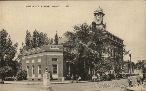 Rumford,ME Post Office Oxford County Maine American Post Card Co. Linen Postcard