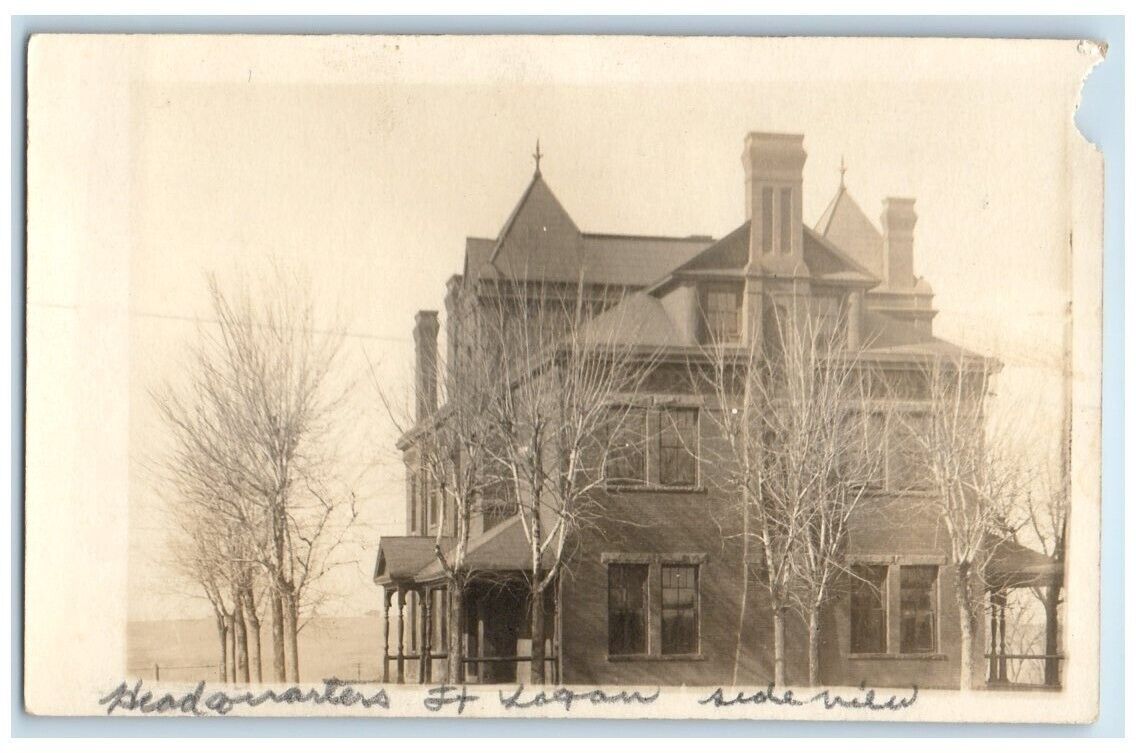 c1910's Side View Of Headquarters Building Fort Logan CO RPPC Photo Postcard