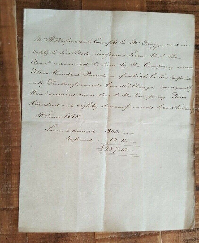 ANTIQUE Hand Written English Notice of Payment Due - The Skinners Comp. 1818