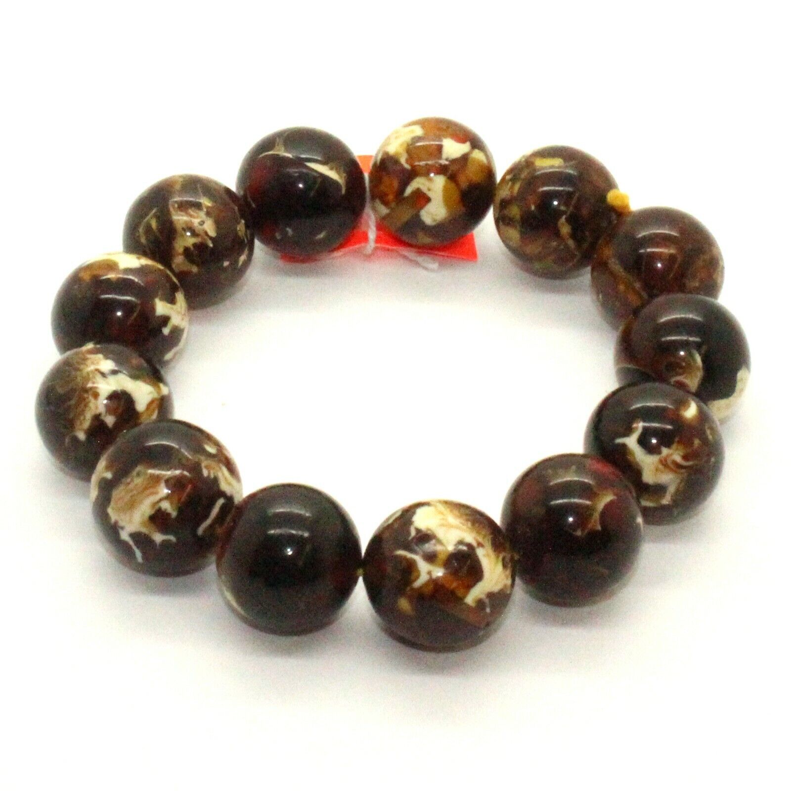 Natural Solid Brown White Mix Amber Beads Hand Rosary Praying Bracelet ws242