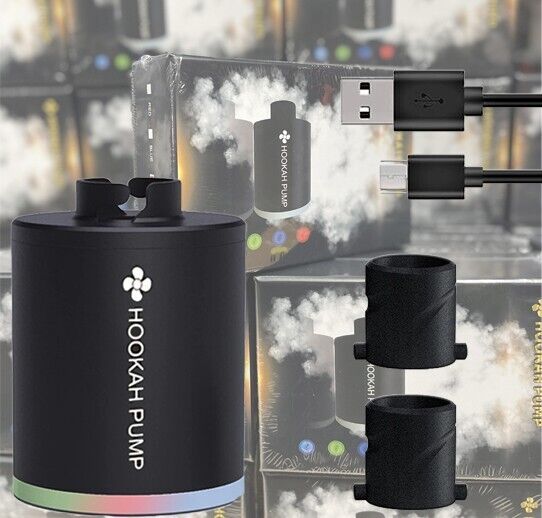 Mini Portable Electric Hookah Pump Waterpipe Starter Charcoal Burner Kit LED USB
