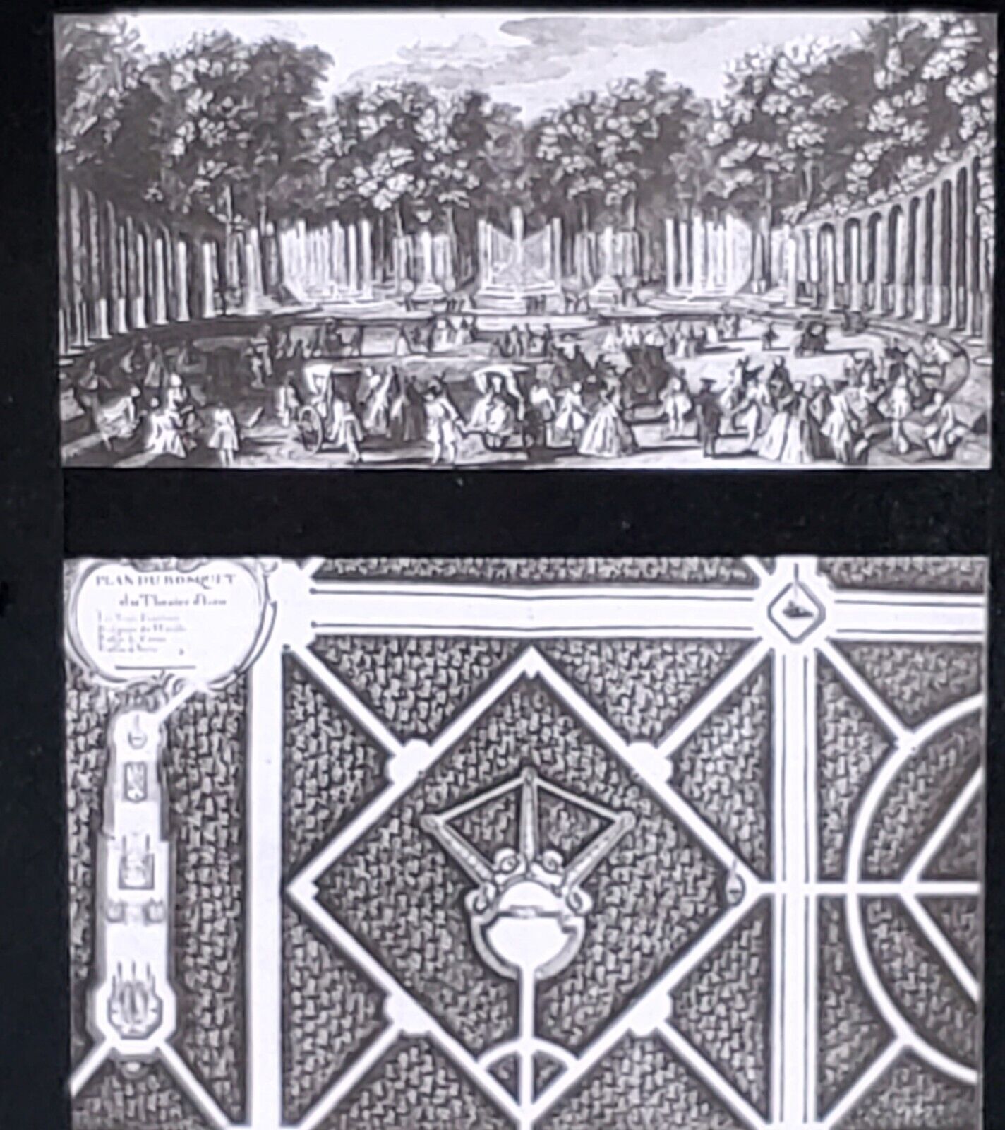 Plan, Bosquet du Théâtre d\'Eau, Versailles, France, Magic Lantern Glass Slide