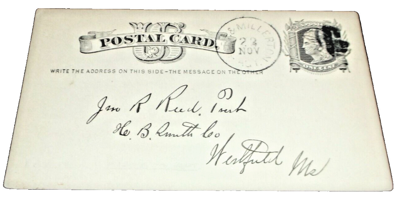 RARE 1880 CENTRAL NEW ENGLAND RAILWAY NEW HAVEN HARTFORD & MILLERTON RPO CARD
