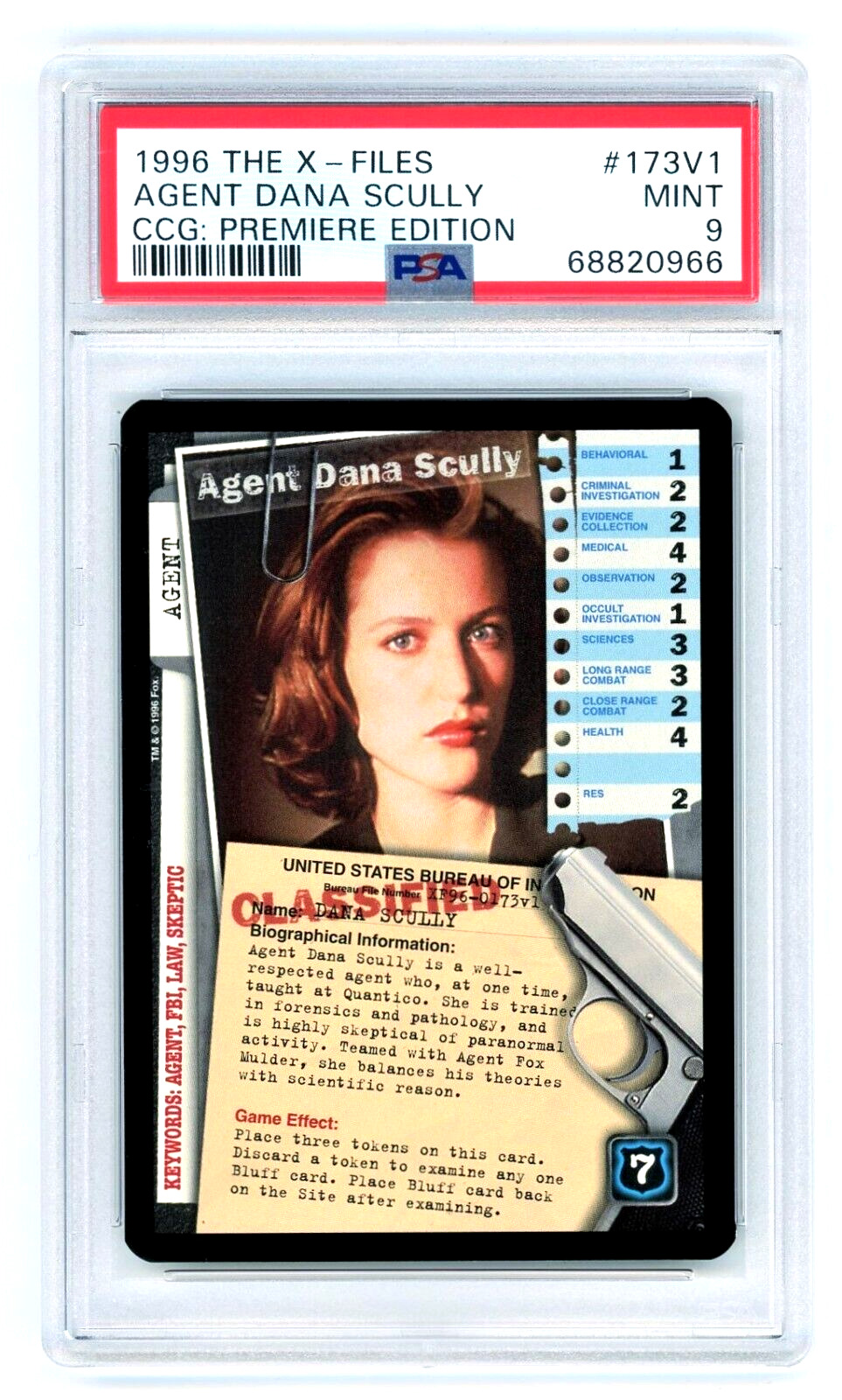 The X-Files 1996 Agent Dana Scully #173V1 PSA 9 MT Gillian Anderson CCG Premier