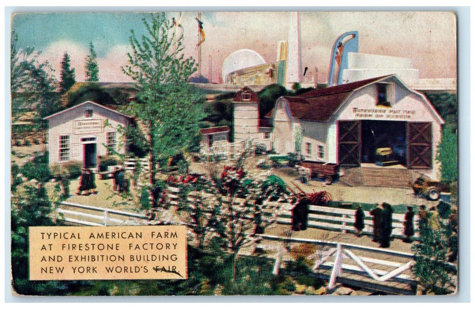 1940 American Farm Firestone Factory Exhibition Building New York NY Postcard