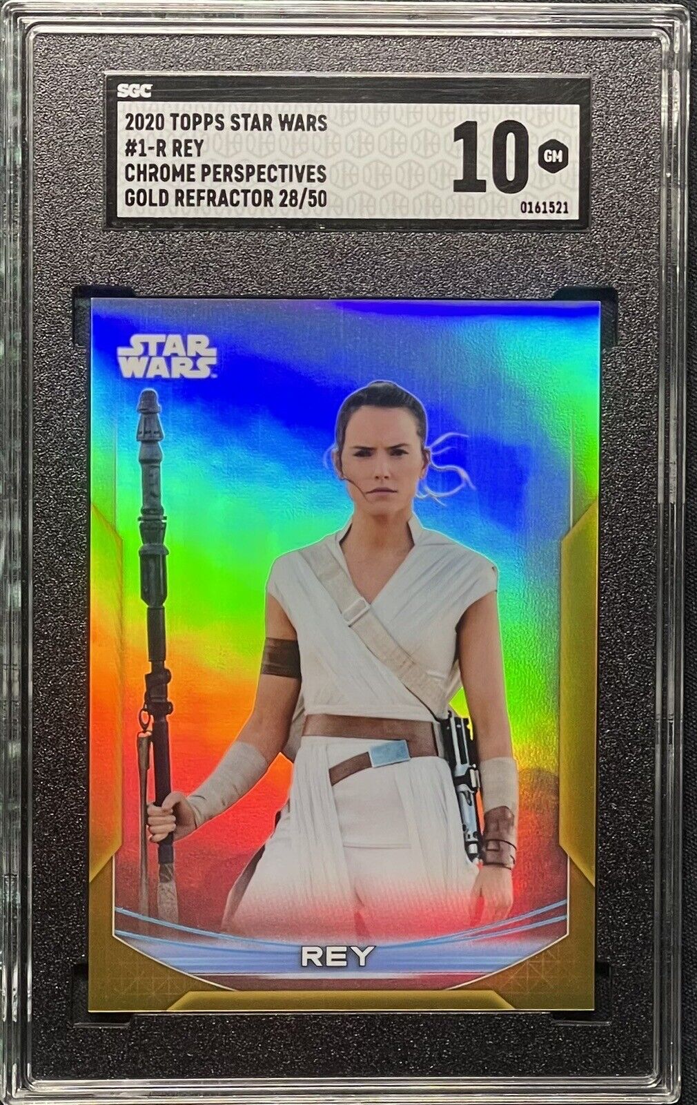 2020 Topps Star Wars Chrome Perspectives #1-R Rey Gold Refractor /50 SGC 10 🎆