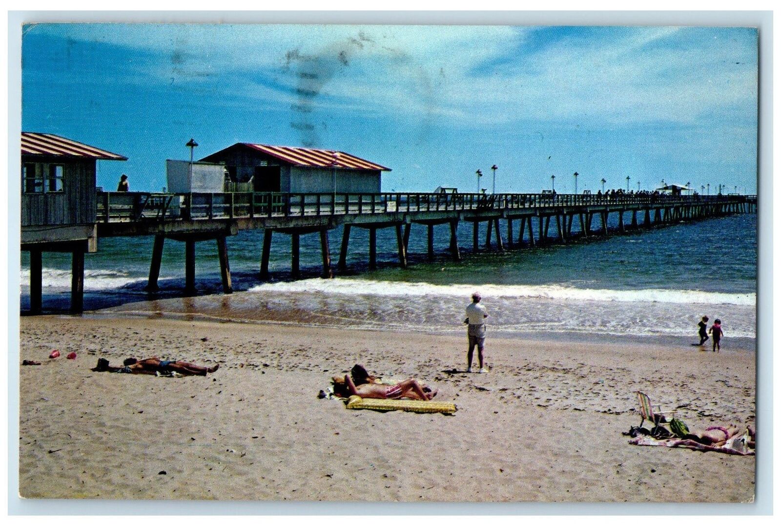 1978 Fishing Pier Lauderdale By The Sea Sun Bathing Florida FL Posted Postcard