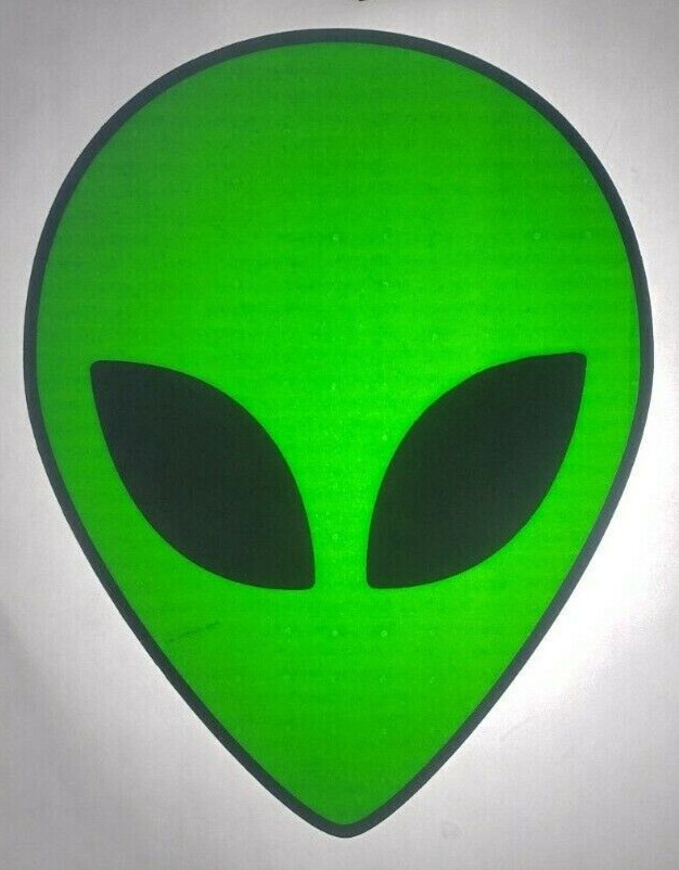 Alien Face Logo Iron On Heat Transfer Black & Green 11X13\