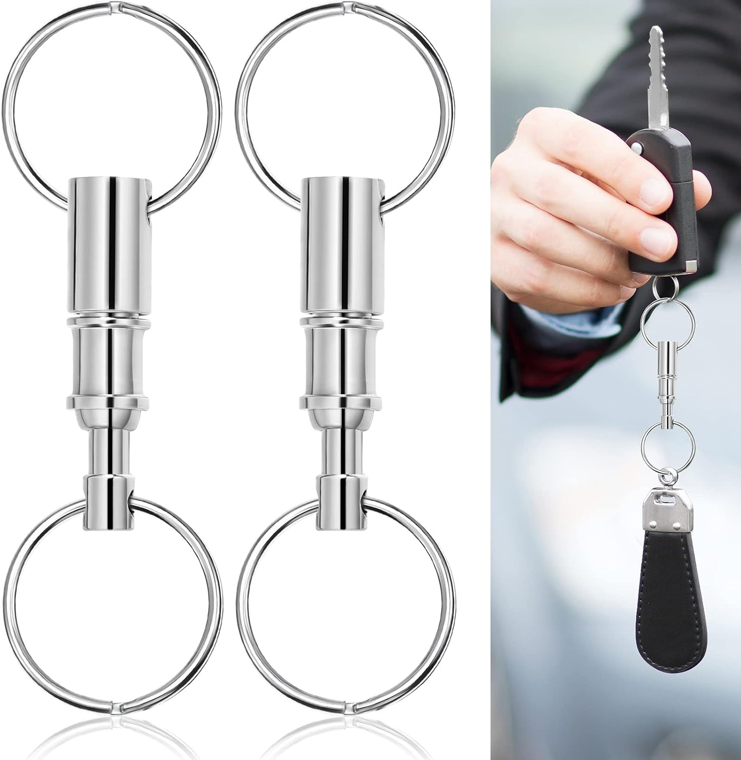 2 Pack Detachable Pull Apart Key Rings Keychains