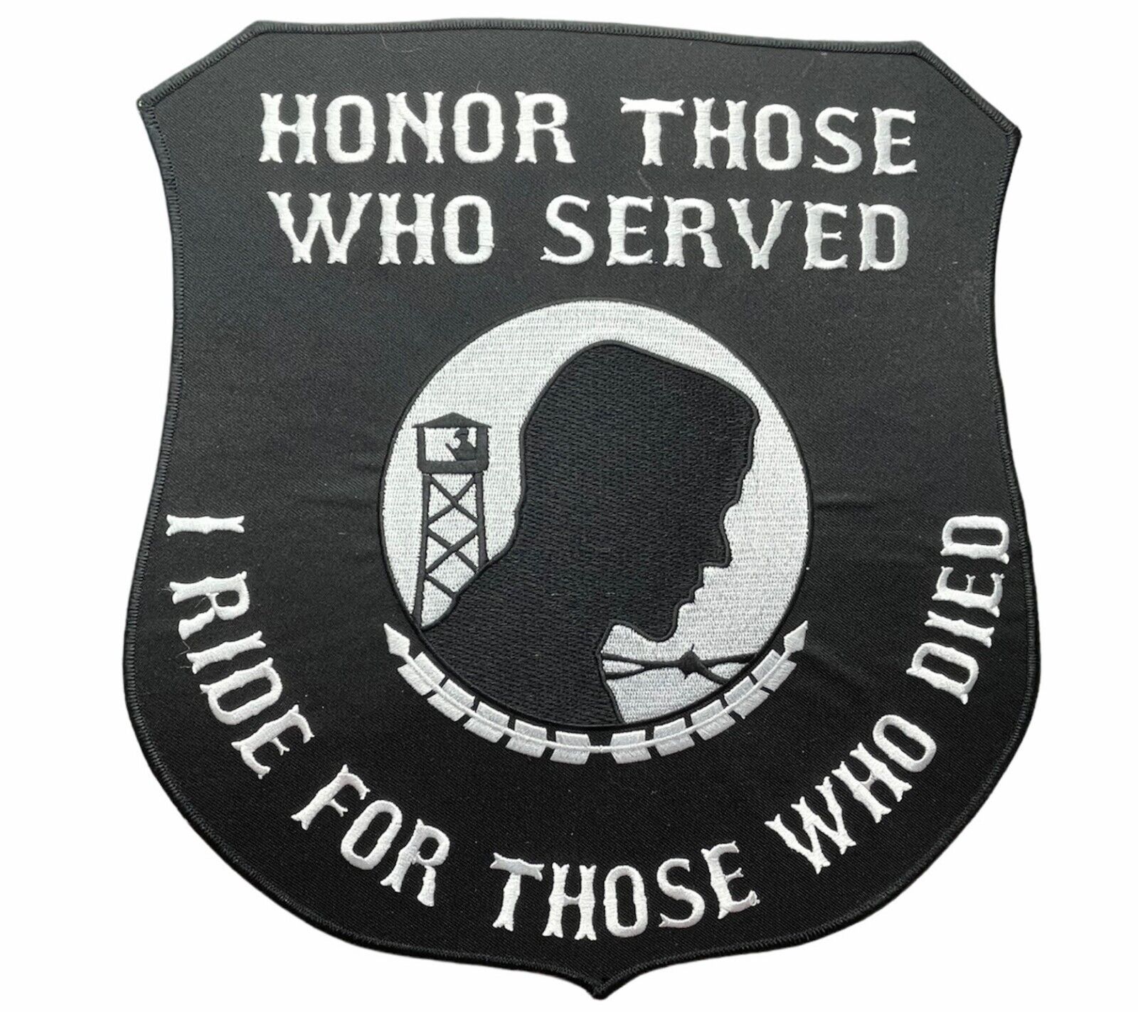 Honor Those Who Served I Ride For Those Who Died 11x12 Back Patch B&W LD15