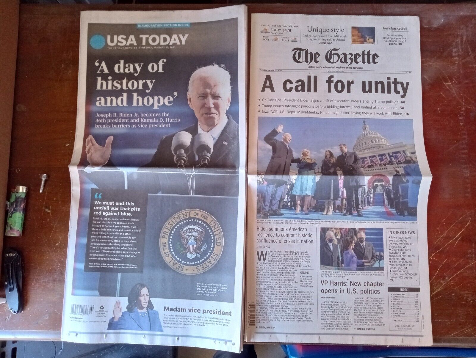Biden inauguration Day NEWSPAPER