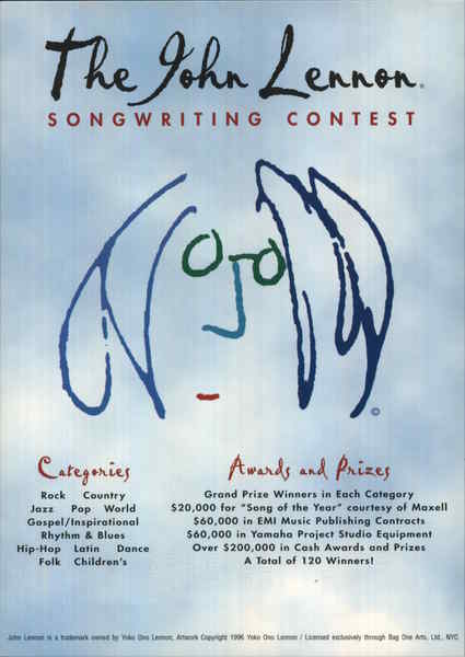 Rack Card The John Lennon Songwriting Contest GO Card Postcard Advertising