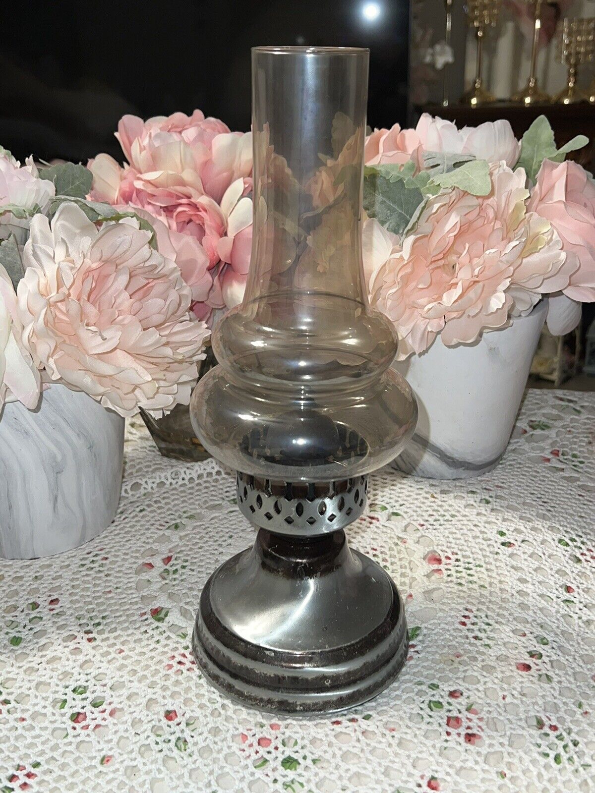 VINTAGE HOLLOWICK OIL LAMP WITH BRUSHED FINISH BULK QUANTITIES AVAILABLE WEDDING