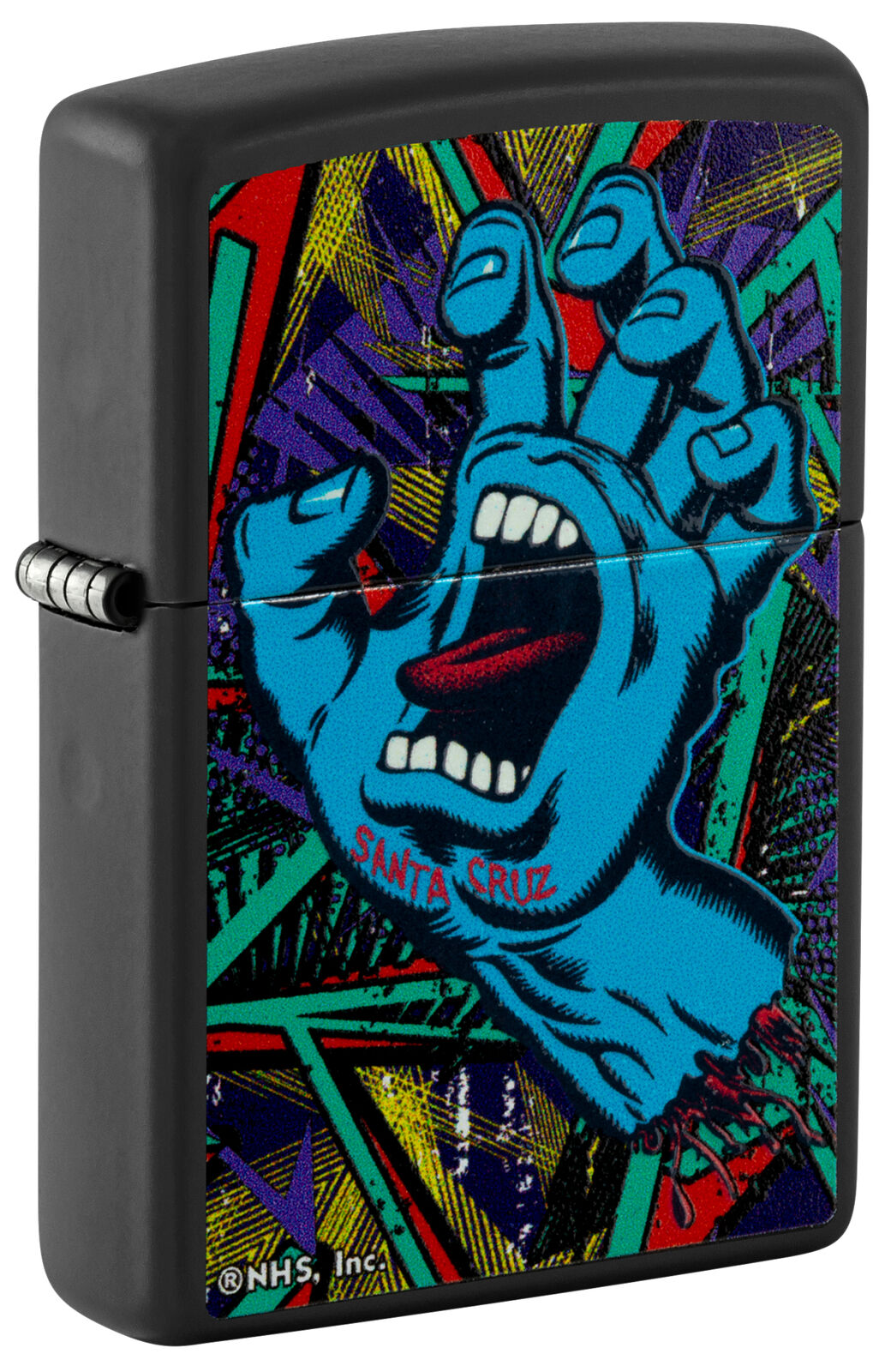 Zippo Santa Cruz Screaming Hand Black Light Black Matte Windproof Lighter, 48415