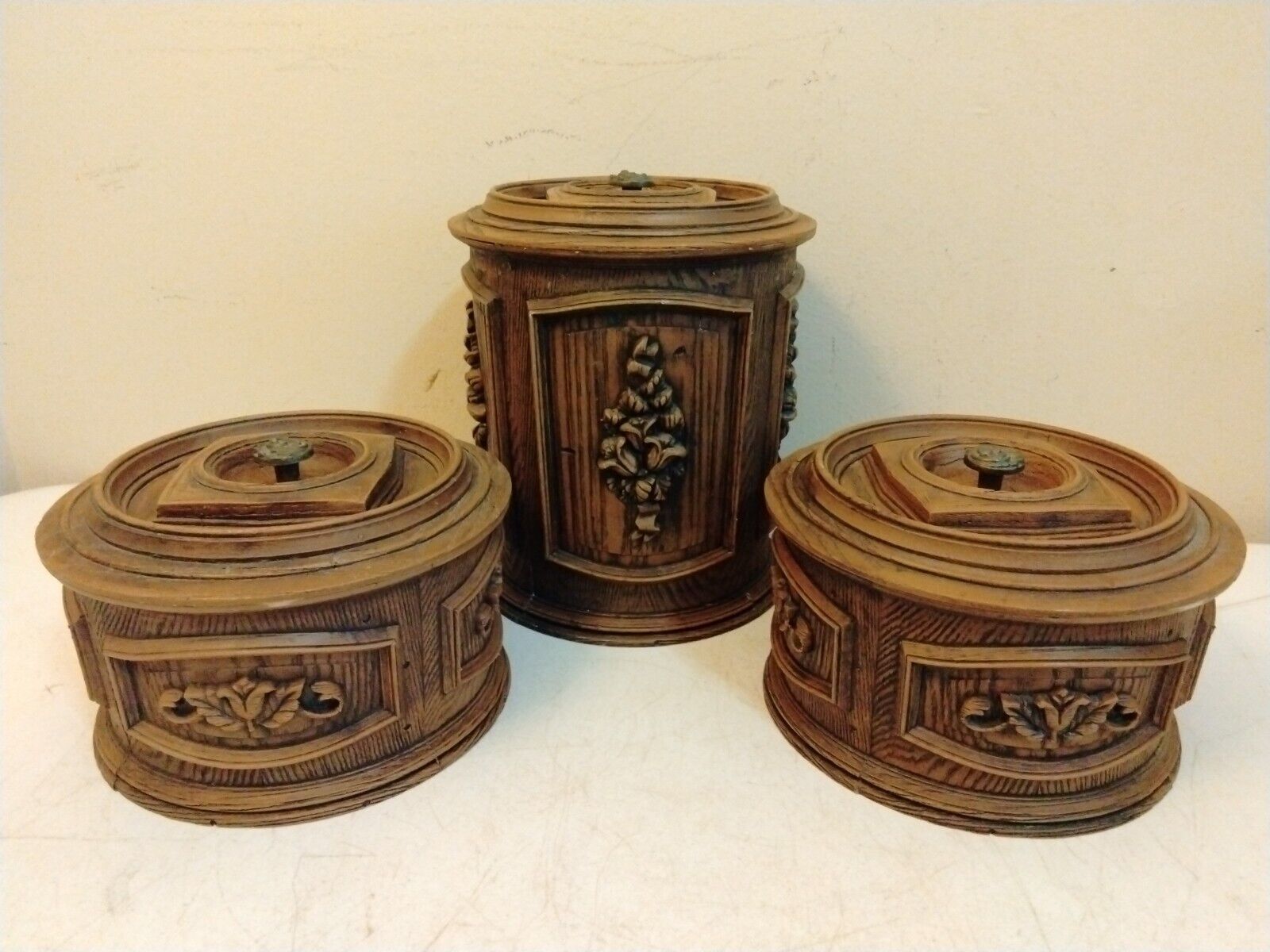 Vintage Faux Wood Owens Corning Stacking Canister Set