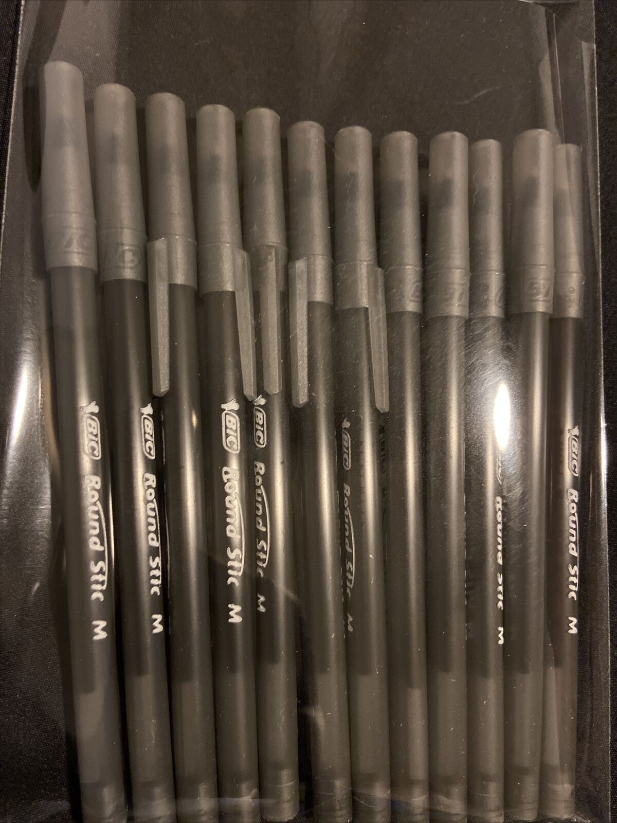New BIC Round Stick Xtra Life Ballpoint Pens, Medium Point, Black Ink, 12 Count