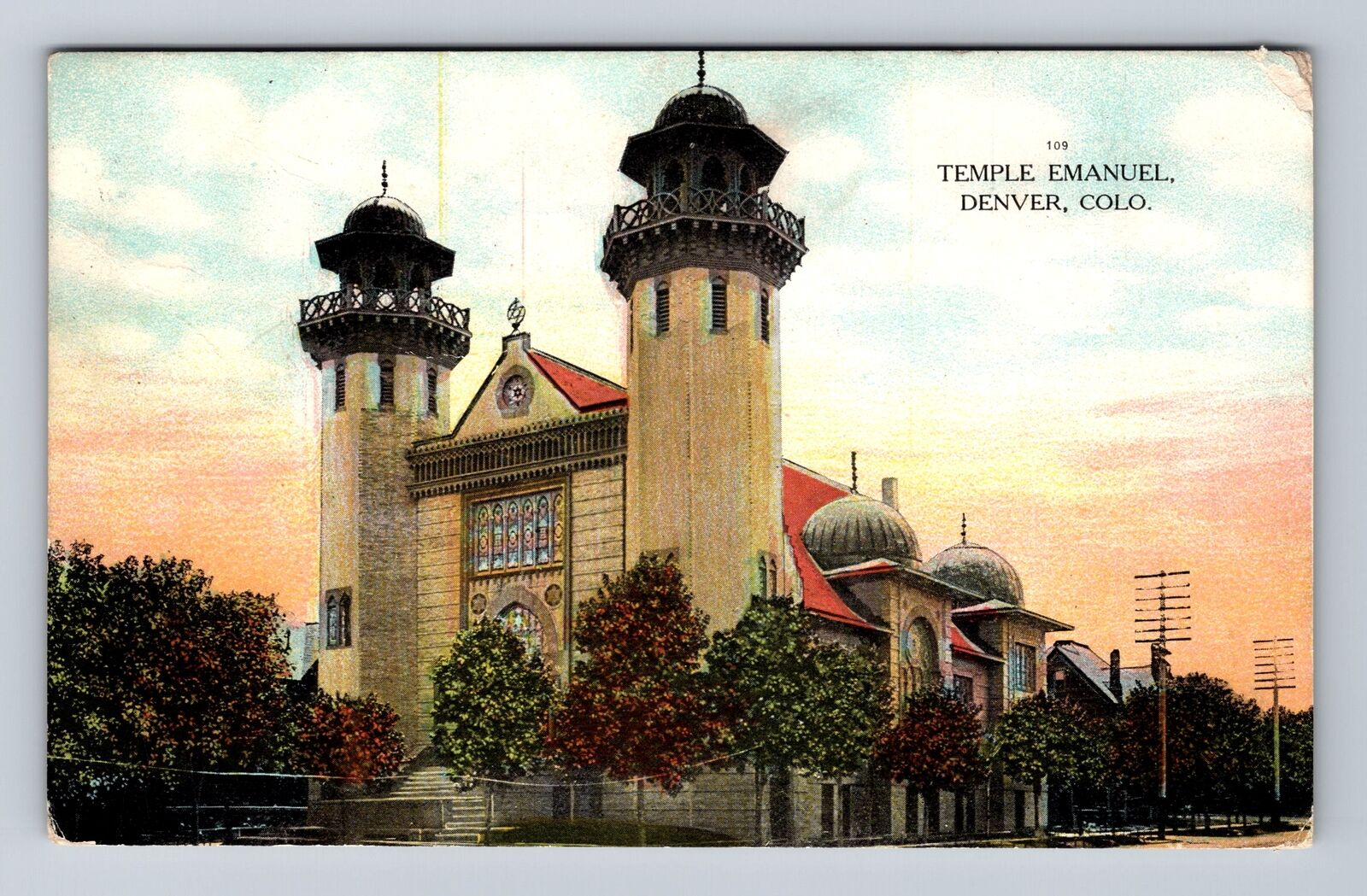 Denver CO-Colorado, Temple Emanuel, Antique, Vintage c1909 Postcard