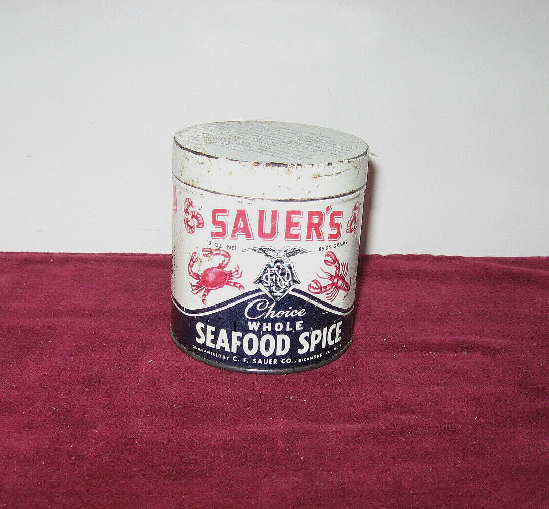 Sauer\'s Seafood Spice Advertising Tin Antique Ad Tin Sauer\'s Choice Whole