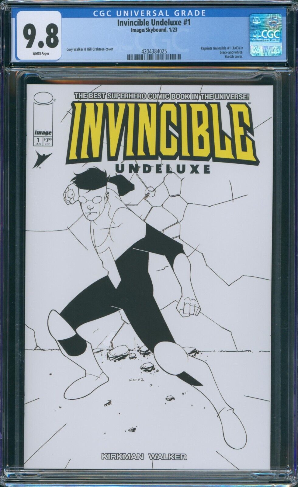 Invincible Undeluxe #1 CGC 9.8 Black&White Facsimile of 2003 Original Image 2023