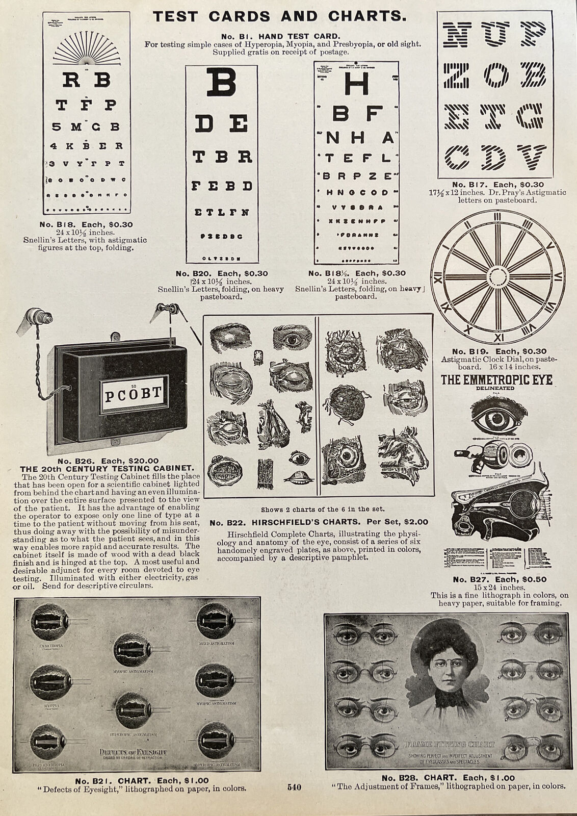 Original 1905 Paper Ad Antique Optical Goods Eye Charts Optician Testing