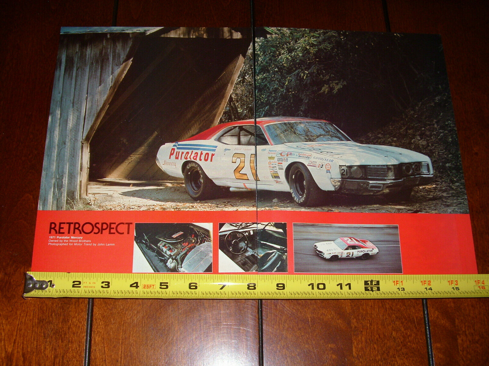 1971 PUROLATOR MERCURY WOOD BROTHERS RACE CAR ORIGINAL 1975 ARTICLE