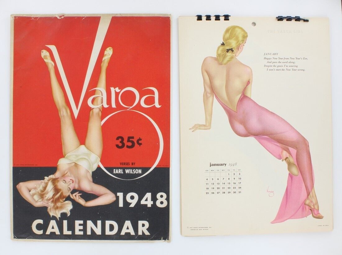Alberto Vargas 1948 Esquire Magazine Spiral Bound Pin Up Calendar w/ Envelope 